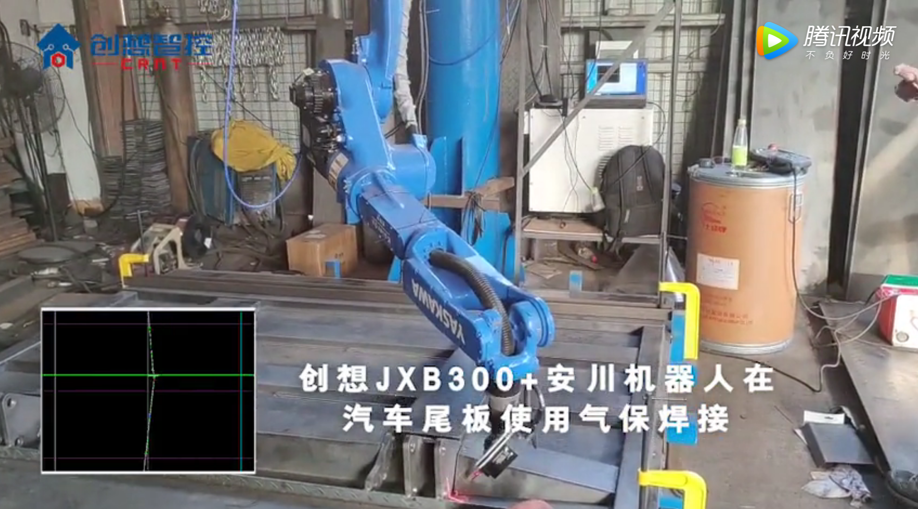  JXB300+安川機(jī)器人在汽車(chē)尾板使用氣保焊接實(shí)現(xiàn)四點(diǎn)求交點(diǎn)、點(diǎn)位組合應(yīng)用